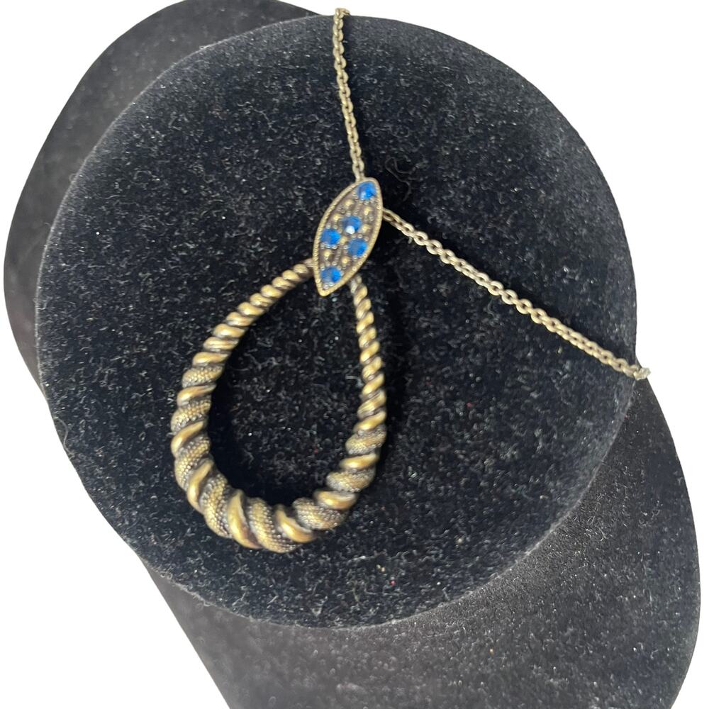 Medieval Fantasy Egyptian Teardrop Rope Pendant Necklace Blue Stones Extender